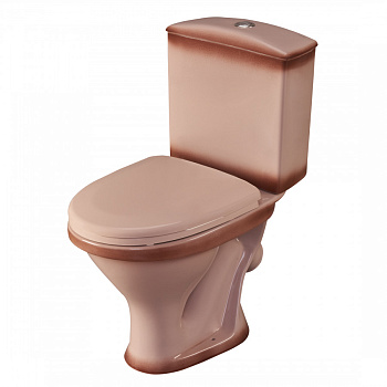 Унитаз-компакт "Вест" наклонный выпуск, с кнопочной арматурой и сиденьем, бежевый. SANTERI