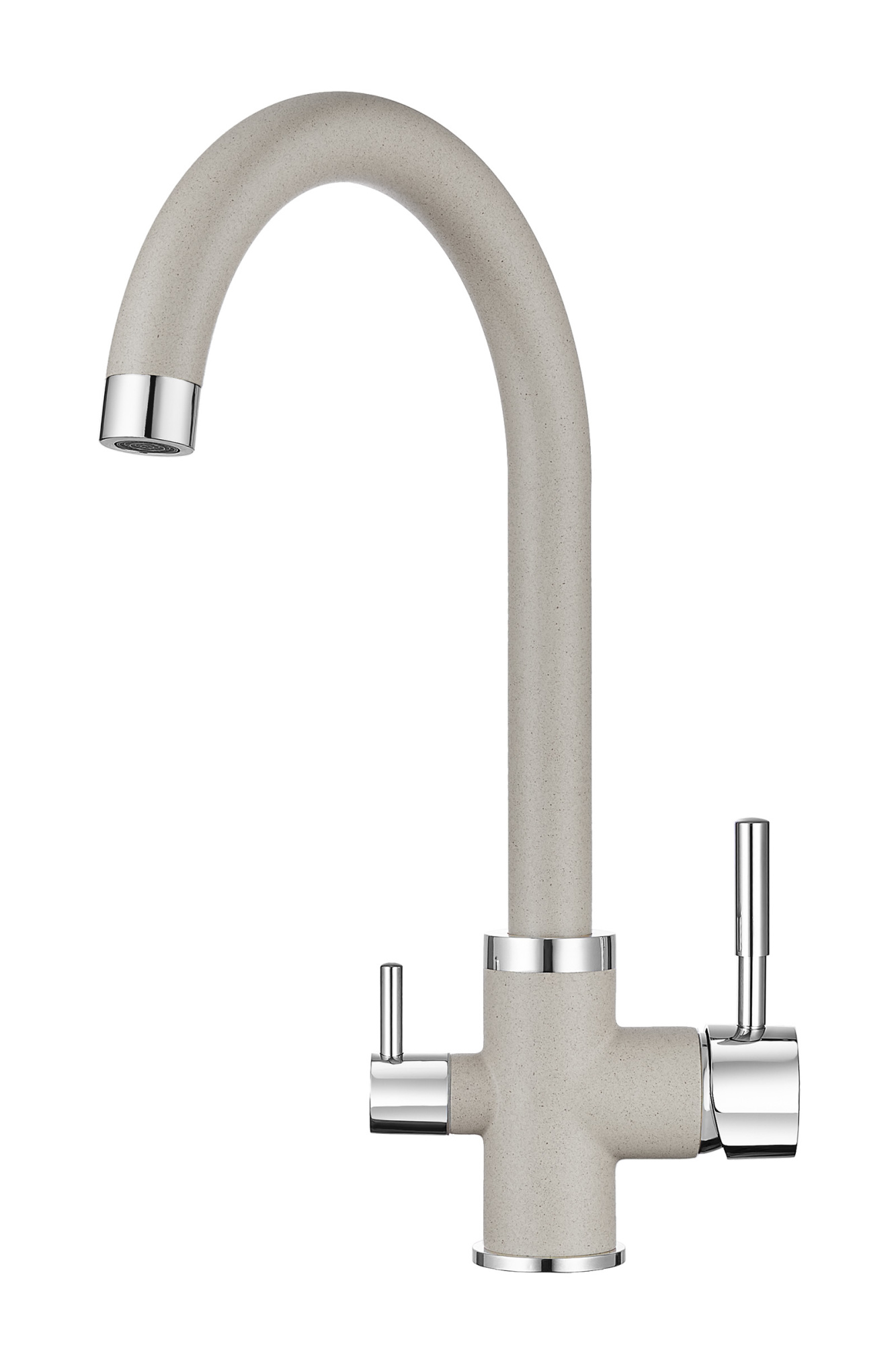 2168, БАЗАЛЬТ Смеситель для кухни однорыч., с подкл. для питьевой воды, сер., GRANULA