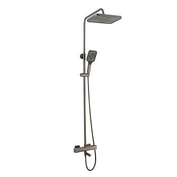 Душевая система TOKITO RAIN с термостатом вороненая сталь (TOK-RAI-1028GM)