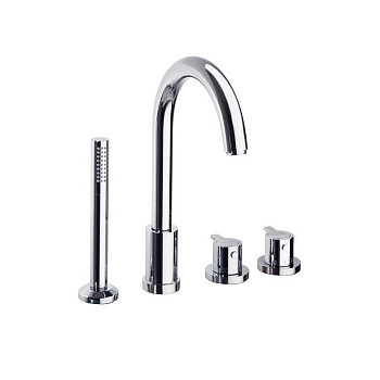 Термостатический смеситель на борт ванны однорычажный с изливом и душевым комлектом DRAKO 333303TM