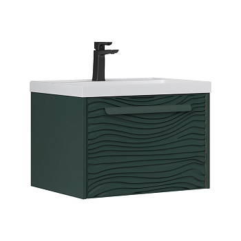 Тумба под раковину EQUIL Gleam 60, подвесная, 1 ящ., зеленый камень/дуб вотан (под раковину 78857-60) (tpGLEAM60.1Y-34)