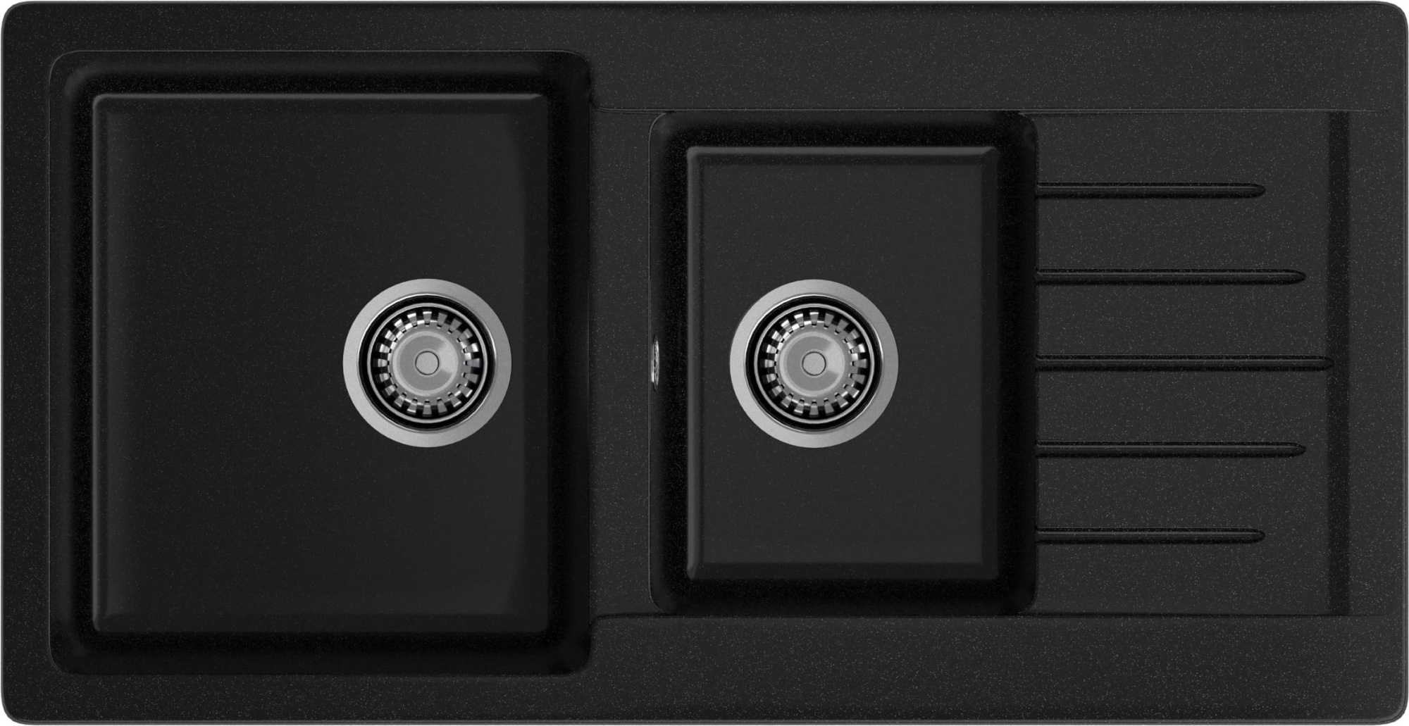 GRANFEST Мойка композит PRACTIK GF-P--980KL  2 чаши с  крылом 980*510 мм  черный  арт.GF-