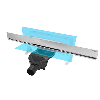 Желоб водосток WALL 600 пристенный, матовый хром, S-сифон D50 H60 боковой, BERGES