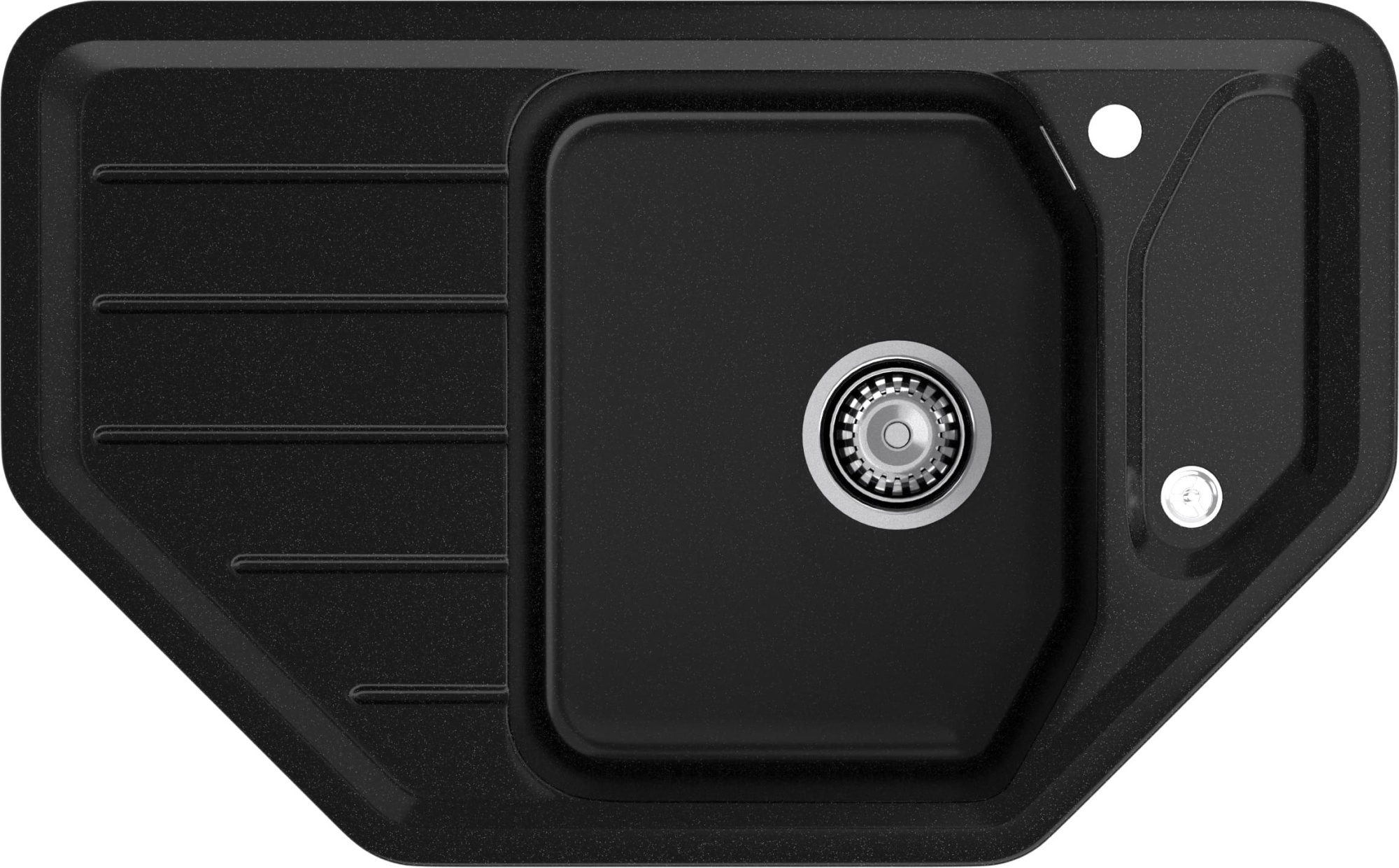 GRANFEST Мойка композит CORNER  GF-C--800E угловая 800*500мм  черный  арт.GF-