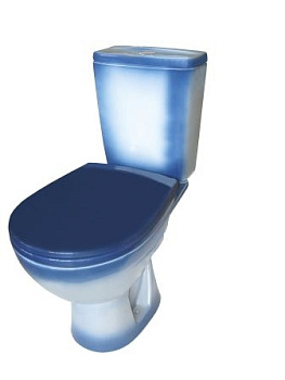 СОЛО Унитаз-компакт горизонт. вып., 2-х режим. арм. "Уклад", сид. полипр. "Уклад", синий, ROSA