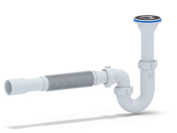 Сифон Ани 1 1/4*32 прямоточный с гибкой трубой 32*32/40, ANI PLAST