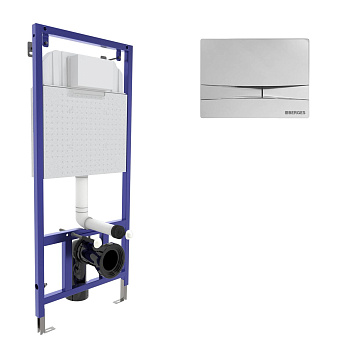 Инсталляция  для скрытого монтажа унитаза NOVUM кнопка F3 хром глянец, BERGES