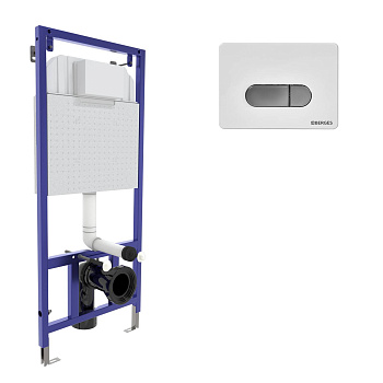 Инсталляция  для скрытого монтажа унитаза NOVUM кнопка D7, хром глянец/белая, BERGES