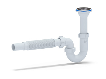 Сифон  АНИ 1 1/4"*32 прямоточный с литым выпуском, с гибкой трубой 32*32 ANI PLAST