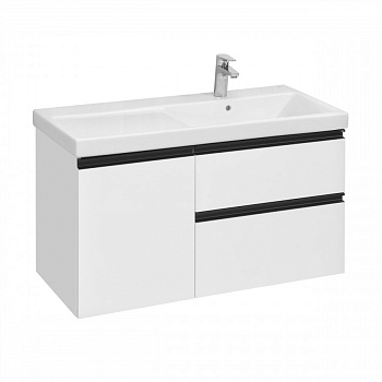 DOMI Тумба под раковину Gap Plus 100, 2 ящ., 1 дв., белый глянец, правая, ROCA