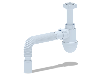 Сифон для мойки АНИ Пласт C0125 1 1/2 дюйма 40 без выпуска с гибкой трубой
