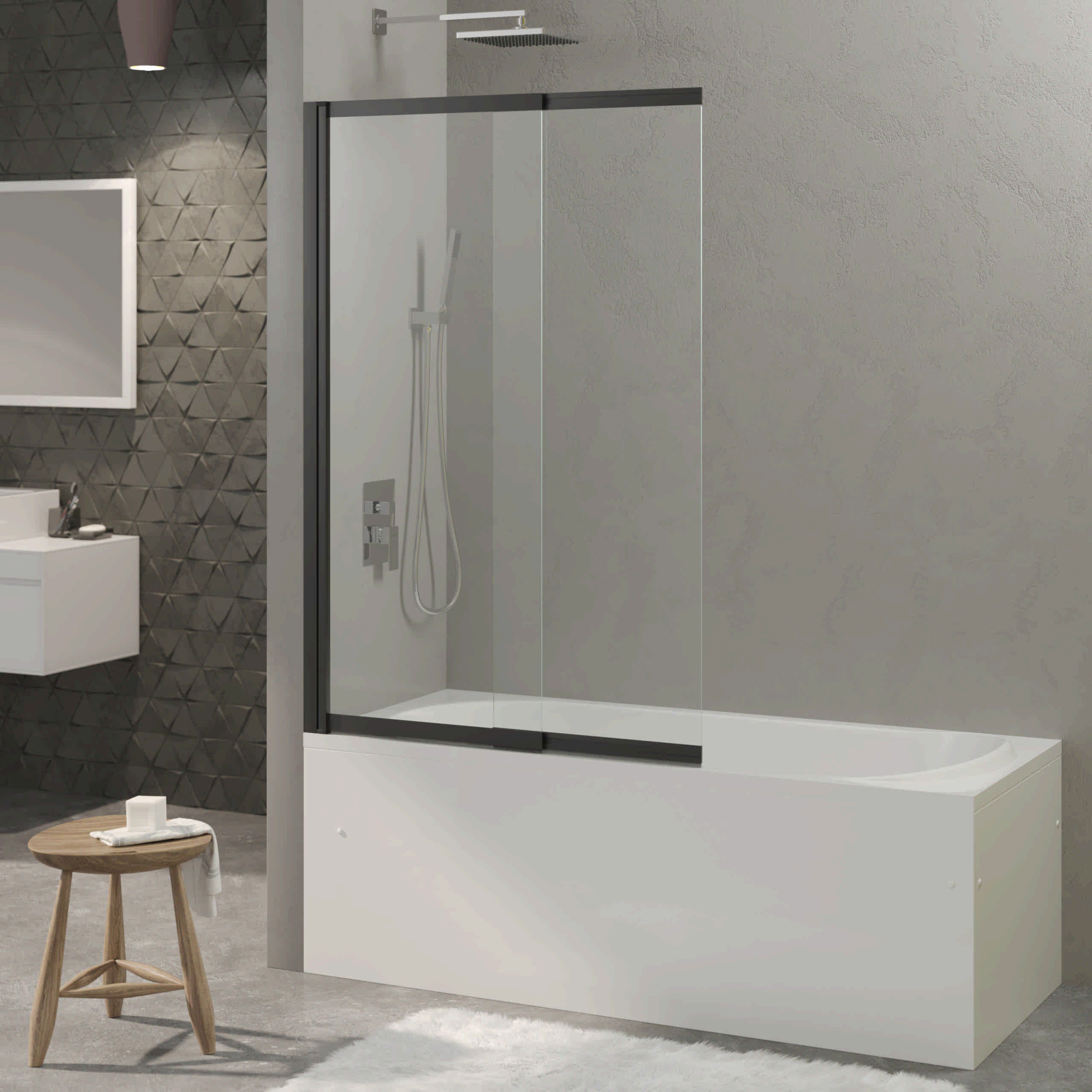 Душевая шторка RIVER S Slider Black 980, BERGES