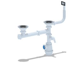 Cифон АНИ Грот  3 1/2*40 дв.одноур. смещ.с гибк. перел.и отв. с/м, ANI PLAST