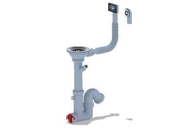 Cифон для мойки АНИ Пласт F серия F1045S 3 1/2 дюйма 40 с гибким переливом и отводом для стиральной машины