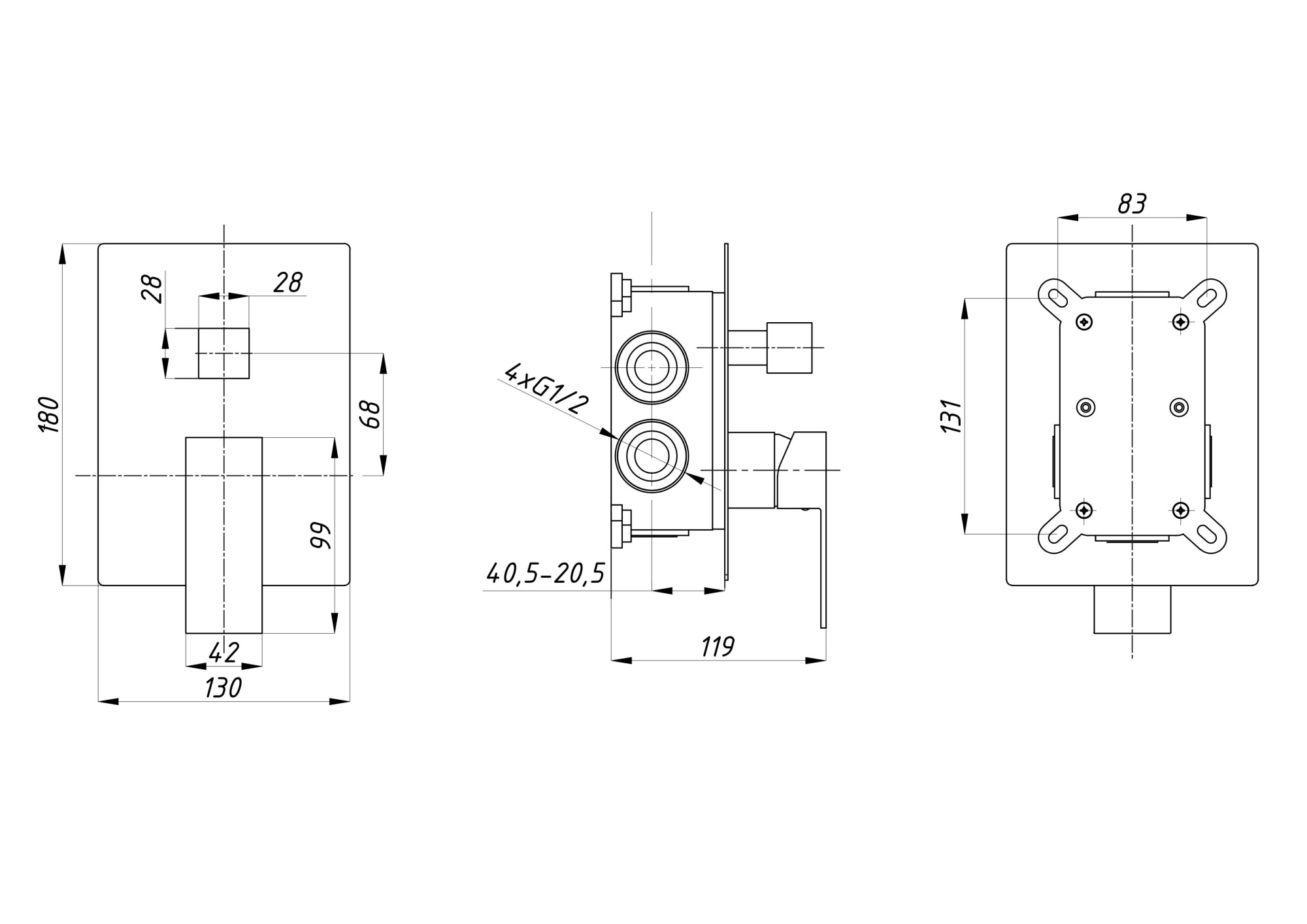 Душевая система с тропическим душем ПСМ-CB-03 встраиваемая тип См-ДшОРЗШтШлА