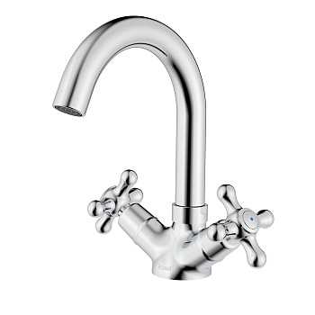 Смеситель ROSSINKA H02-64 для раковины с поворотным изливом, хром