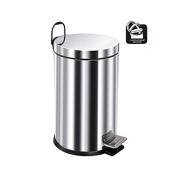 Ведро-контейнер для мусора с педалью 12 л, микролифт,хром,  BERGES