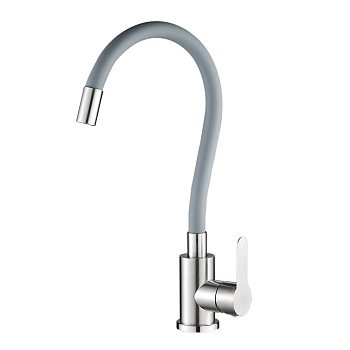 Смеситель для кухни из нержавеющей стали с гибким изливом, серый, EKO, EKO05-141