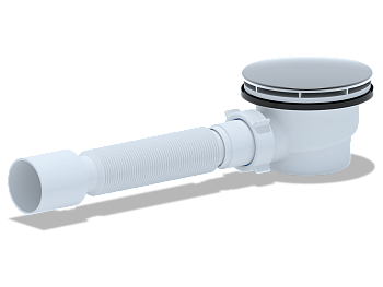 Cифон для душевого поддона 1 1/2*90 h65 c гибкой трубой 375*40*50(вальцовка), ANI PLAST