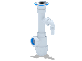 Cифон для раковины АНИ Пласт Юнг BM1300 1 1/4 дюйма 32 c отводом для стиральной машины