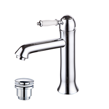 Villa Смеситель для раковины,монолит.изилв 143мм дон.клап.Click/Clack,р/ОД,хром, LM, LM4837C