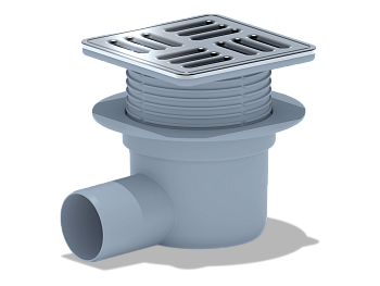 Трап сух. гориз. выпуск 50 рег. решетка нержавейка 120*120 (с металлической окантовкой), ANI PLAST