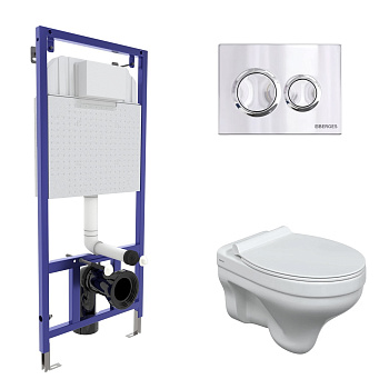 Комплект: инсталляция NOVUM кнопка O3 хром глянец, унитаз ALBIT S, сиденье дюропласт Top Slim SO, ми