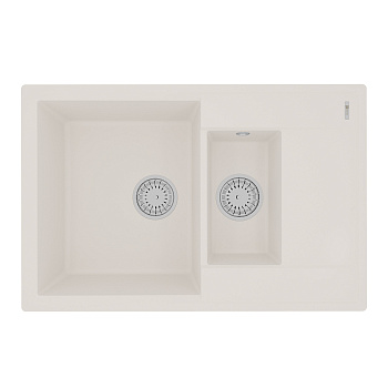 Кухонная мойка Lemark RAMZA 760 врезная прямоугольная с доп.чашей и крылом из кварцгранита, Жасмин 