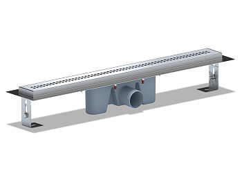 Трап линейный из нержавеющей стали АНИ Пласт TL2265G выпуск 50 мм решётка Риф глянцевая 650 мм