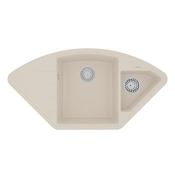 Кухонная мойка Lemark IRKANA 980 врезная угловая с доп. чашей и крылом из кварцгранита, Шампань 
