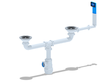 Сифон для мойки АНИ Пласт Грот A3045 3 1/2 дюйма 40 двойной с жестким переливом