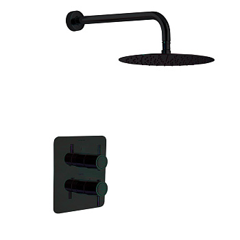 Встраиваемая термостатическая душевая система с тропическим душем ODISEA K3924012NM матовый черный