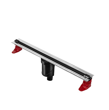 Желоб водосток напольный SUPER Slim 800 нержавеющая сталь, решетка  матовый черный, S-сифон D50/110 