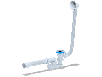 ANI Сифон для ванны клик-клак, регулируемый с выпуском и переливом, с г/т 375*40*50мм., ANI PLAST