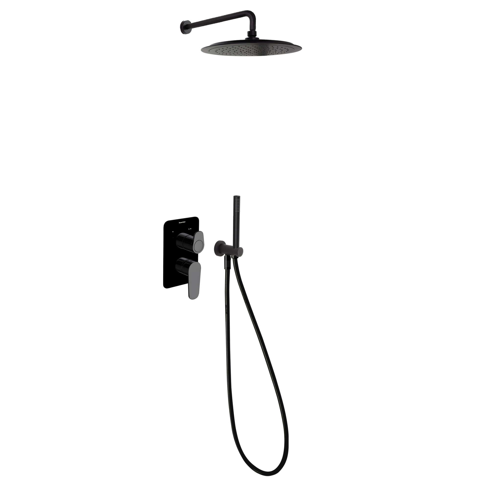 Встраиваемая душевая система с тропическим душем и душевым комплектом ALEXIA K3615021NM матовый черн