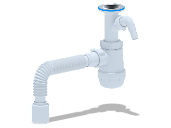 Сифон для мойки АНИ Пласт Грот A2010 1 1/2 дюйма 40 с отводом для стиральной машины с гибкой трубой 40х50