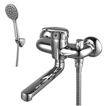 Luna Смеситель для ванны, плоск.пов.излив 240мм боковой дивертор лейка, р/ОД, хром, LM, LM4114C