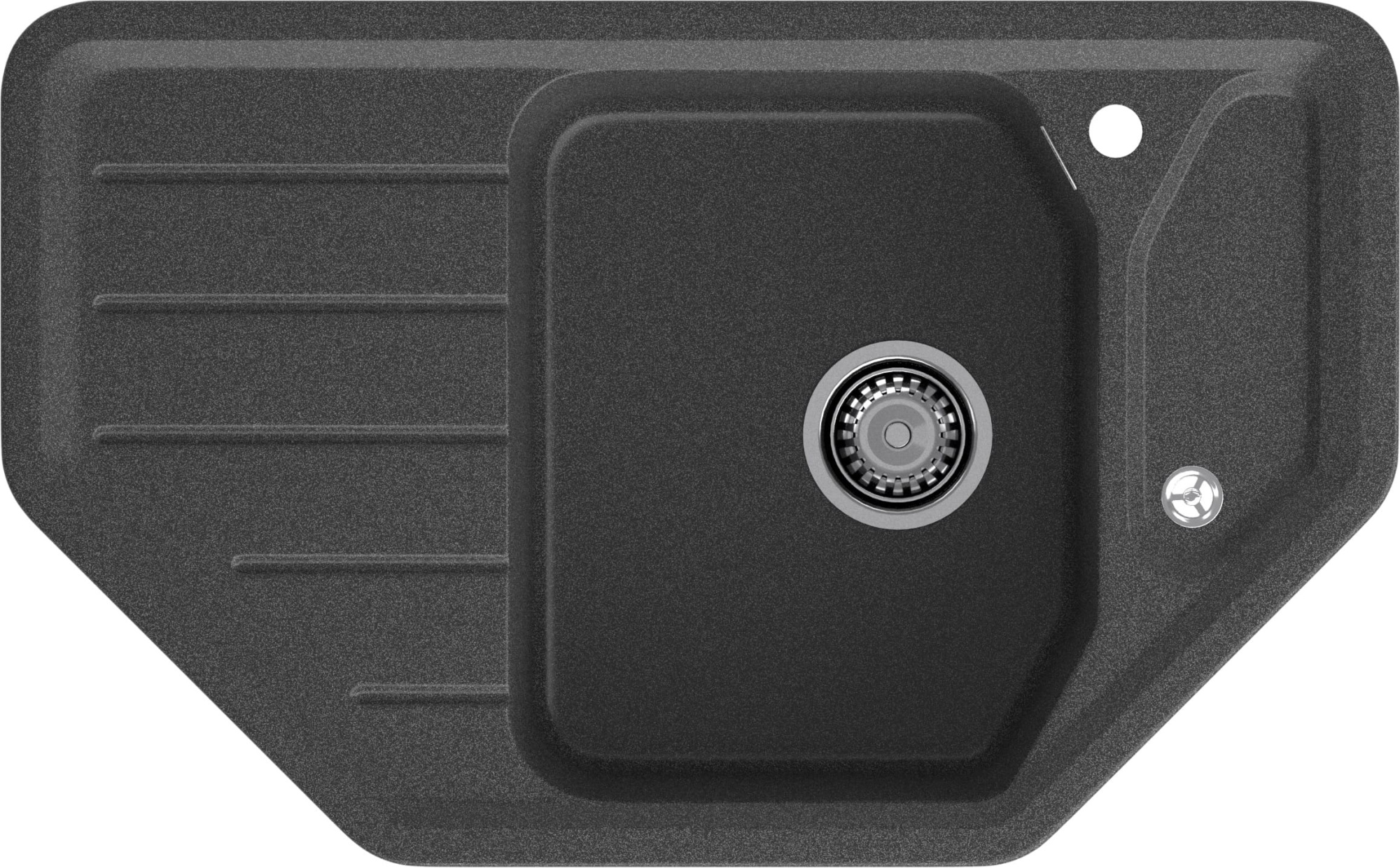 GRANFEST Мойка композит CORNER  GF-C--800E угловая 800*500мм  графит арт.GF-C