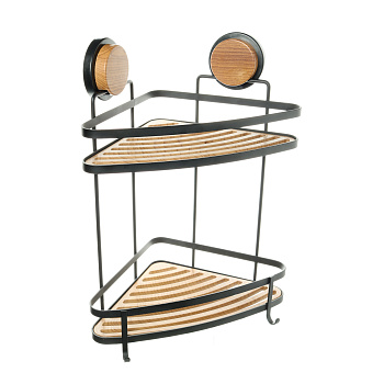 Полка угловая двухэтажная черная-дерево FIXSEN Magic (FX-940B-2)