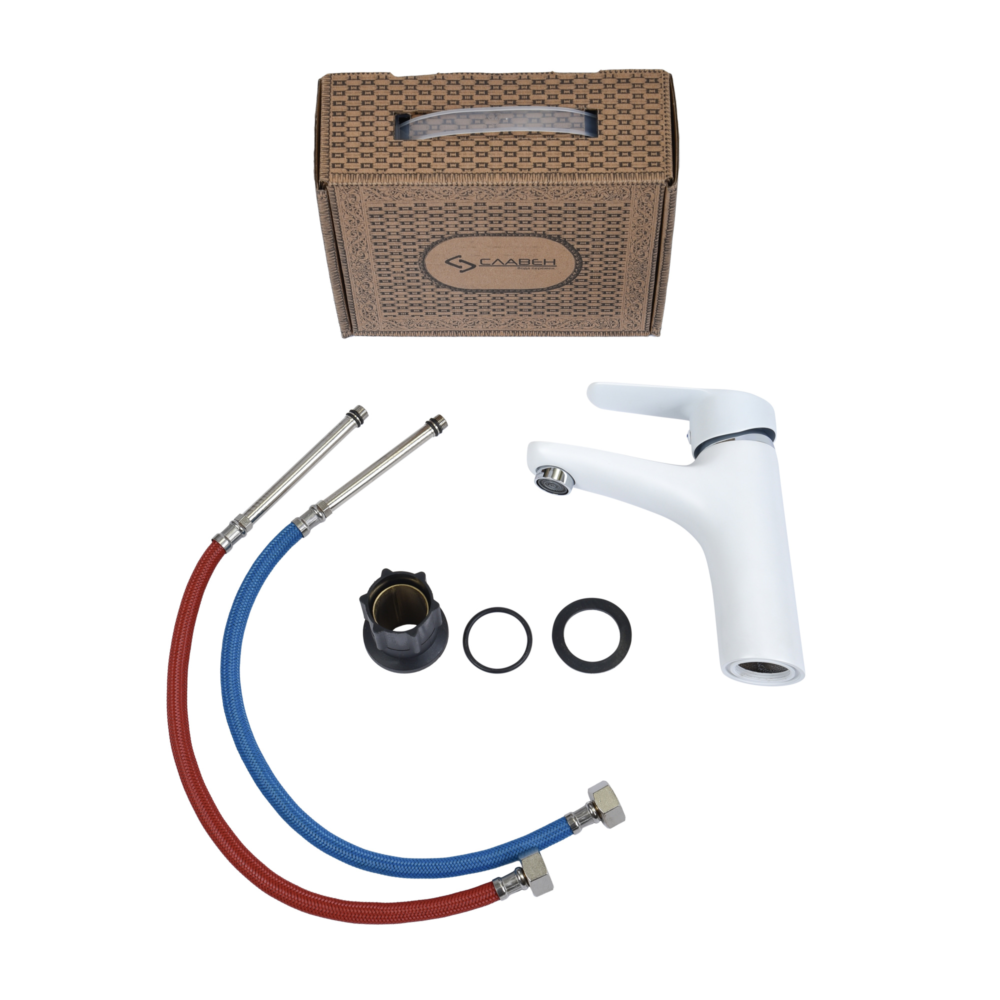 Смеситель для раковины СЛАВЕН Коттедж СЛ-ОД-Г1Б белый