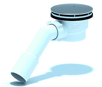 Сифон для душевого поддона АНИ Пласт E321C 1 1/2 дюйма 90 с переходной трубой 45 градусов 40х50