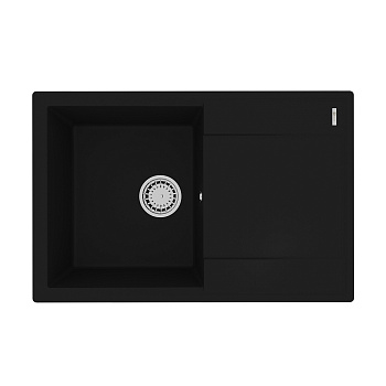 Кухонная мойка Lemark IMANDRA 760 врезная прямоугольная с крылом из кварцгранита, Антрацит 
