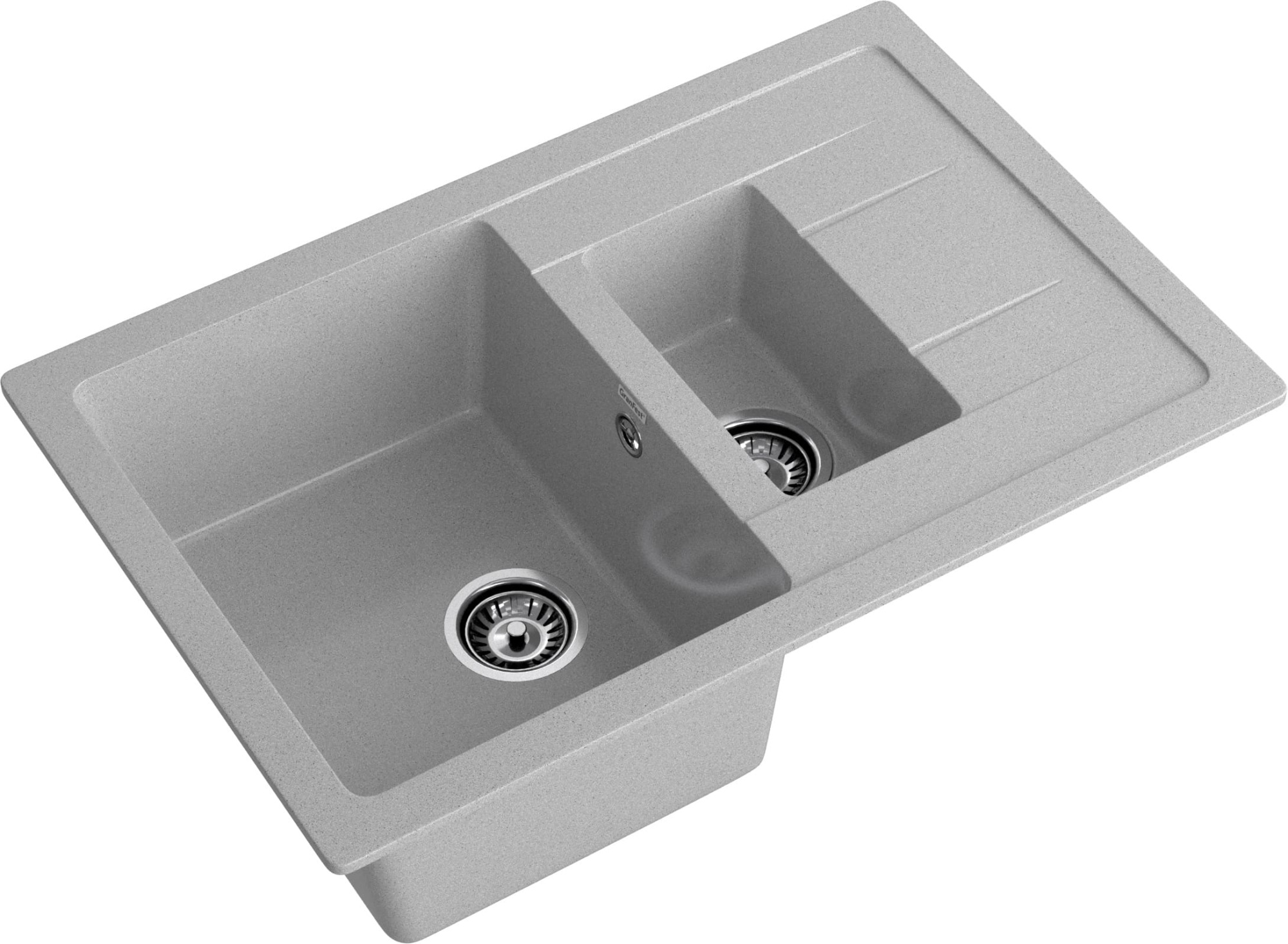 GRANFEST Мойка композит QUADRO GF-Q--775KL 1.5-чаш+крыло 775*500мм   серый арт.GF-