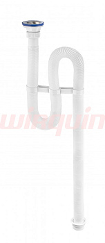 Сифон гофрированный VIR 1,5 м. с неражавеющей чашкой D70 мм. (D40/50), VIRPLAST