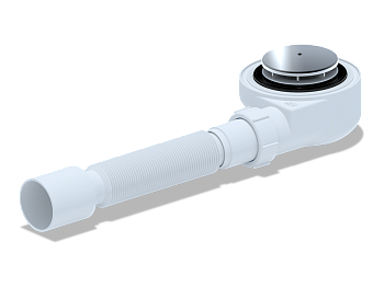 Сифон для душевого поддона АНИ Пласт E455C 1 1/2 дюйма 50 высота 53 с гибкой трубой 40х50 хром