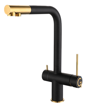 Смеситель для кухни RIVELATO Lugano с краном питьевой воды черный золото (1523513 nero oro)