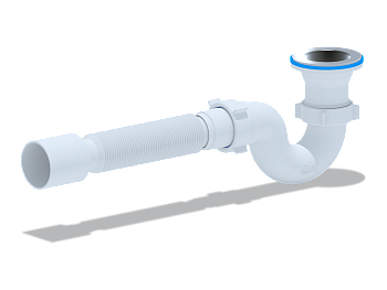 Сифон для душевого поддона АНИ Пласт E115 1 1/2 дюйма 40 прямоточный с гибкой трубой 40х50
