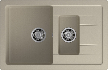 GRANFEST Мойка композит QUADRO GF-Q--775KL 1.5-чаш+крыло 775*500мм   топаз арт.GF-