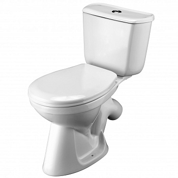 БРИЗ Унитаз-компакт, косой выпуск, эконом., 1-режимная арматура, сиденье полипропилен. САНТЕК