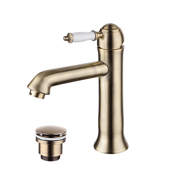 Villa Смеситель для раковины, монолит.излив 143мм дон.клап.Click/Clack, р/ОД, бронза, LM, LM4837B